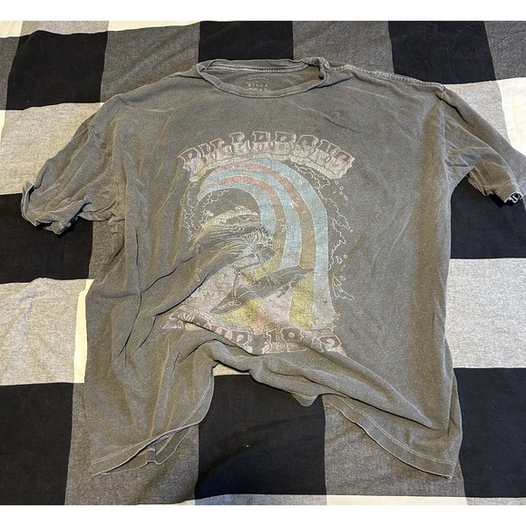 Billabong Tops - Billabong Women's Oversized Boxy Graphic Tee T-shirt Size L Dark Gray Surf